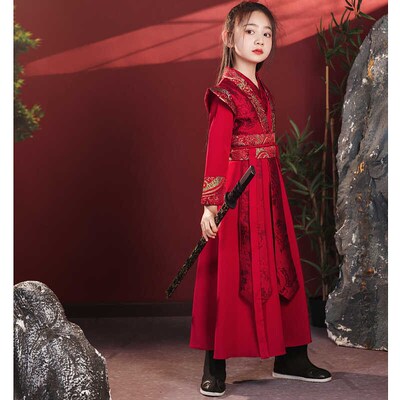 儿童花木兰服装国风武侠风女童飞鱼服古风 cos剑客演出服剑客霸气
