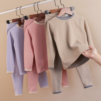 儿童磨毛德绒保暖内衣秋裤套装24冬男女童加厚圆领打底衫宝宝睡衣