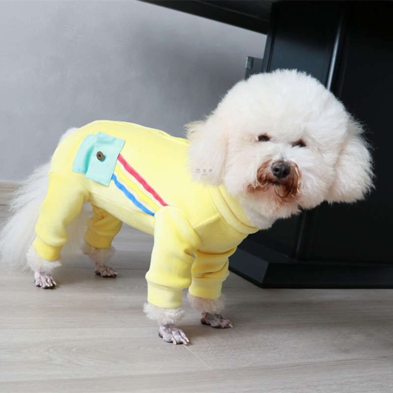 潮查利家狗狗秋冬加绒保暖护肚子博美泰迪比熊包肚短腿小犬毛衣服