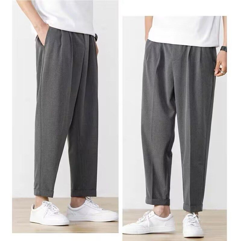 大码西装裤男春夏季胖子加肥加大宽松垂感弹力免烫百搭休闲九分裤