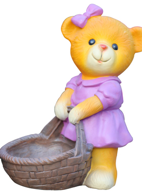 花园庭院装饰摆件卡通熊可爱动物户外幼儿园景观创意多肉花盆阳台