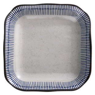蓝雨方盘 日式陶瓷盘子菜盘家用创意网红方盘8英寸餐盘深盘汤盘