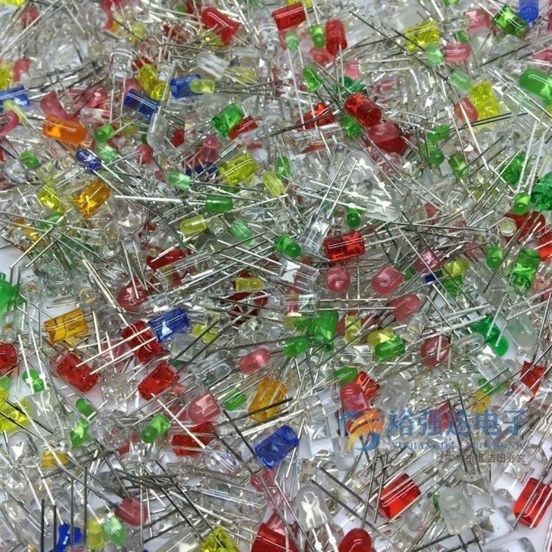 1斤/包邮 LED灯珠混装 正暖白红蓝绿黄 发光二极管3/5/8MM直插