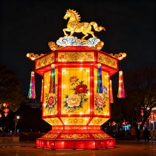 2026马年大型花灯定制春节元宵喜庆灯笼装饰户外灯会灯盏自贡彩灯