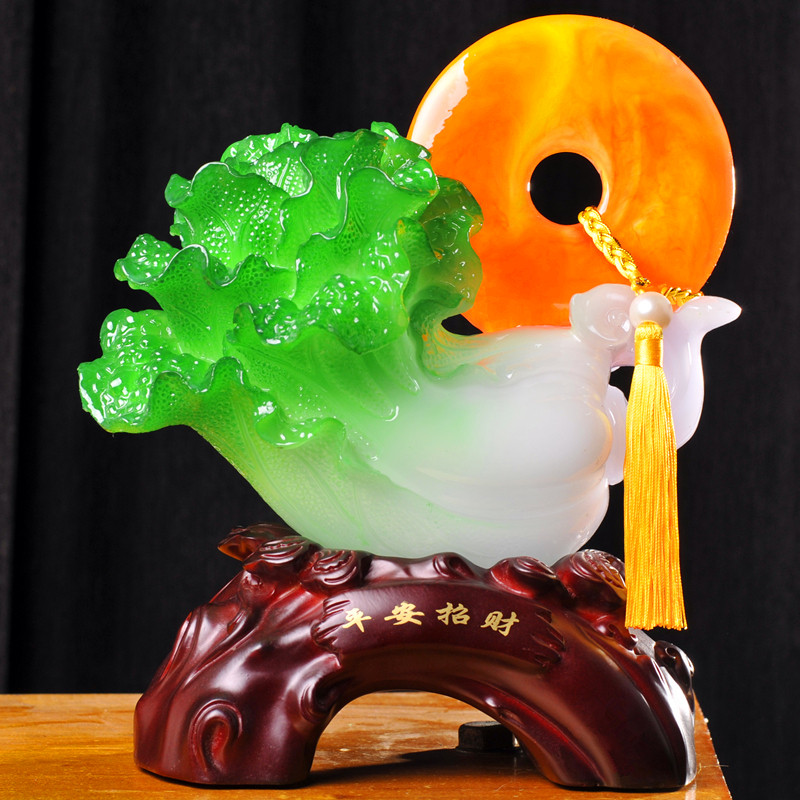 玉白菜摆件招财中式客厅电视酒柜A玄关装饰品店铺开业礼品乔迁礼,家居饰品,装饰摆件,淘宝优惠券,粉丝福利购,淘宝优惠卷