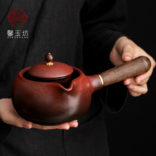 侧把陶瓷壶黑晶炉户外烤泡茶炉 罐罐茶过滤煮茶壶围炉n煮茶器套装
