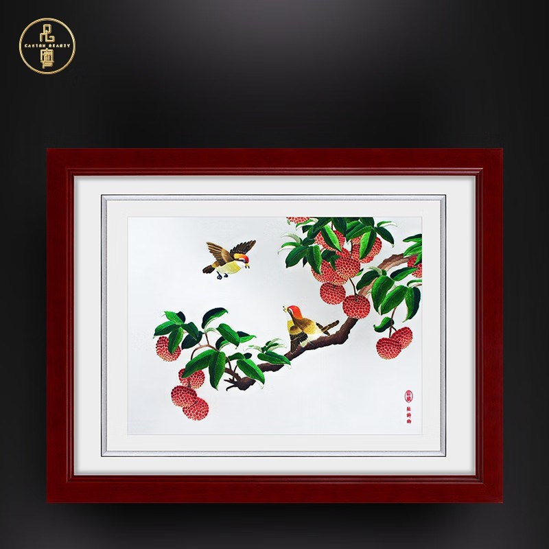 品粤广绣手工刺绣挂画摆件办公室客厅卧室家居装饰W开业乔迁礼品