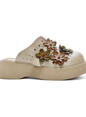 厚底女士凉拖鞋外穿时尚包头高级感妈妈鞋2025Q新款夏季镂空一字