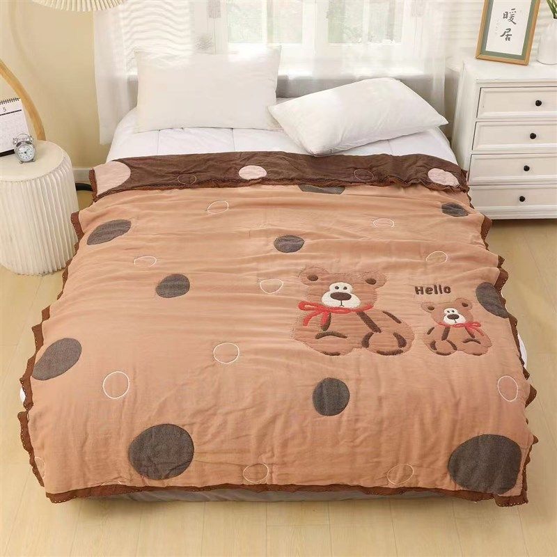 加厚纱布盖毯四季学生宿舍泡芙被办I公室沙发毯卡通全棉毛巾被,床上用品,休闲毯/毛毯/绒毯,淘宝优惠券,粉丝福利购,淘宝优惠卷