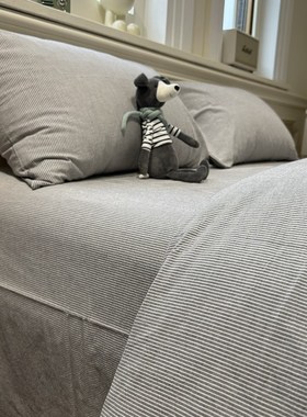 被套单件日式简约灰色条纹全棉单双人被子J罩宿舍学生180x220m