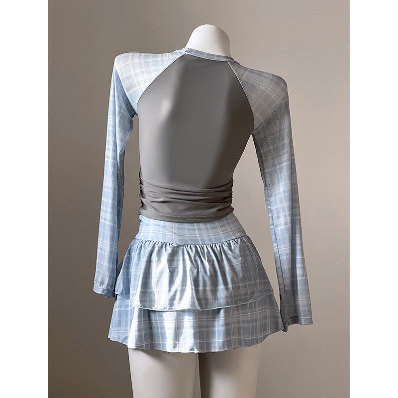 减龄少女长袖g泳衣女分体裙式网纱长袖洋气游泳保守学生泡温泉泳,运动/瑜伽/健身/球迷用品,分体泳衣,淘宝优惠券,粉丝福利购,淘宝优惠卷