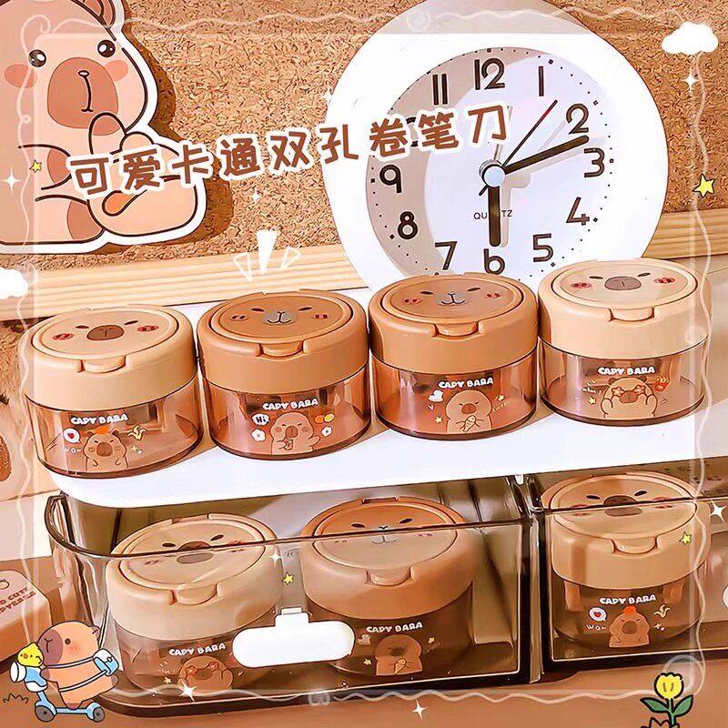 儿童铅笔卷笔刀卡皮巴拉削笔刀可爱卡通带仓盖双孔手动旋转削笔器,玩具/童车/益智/积木/模型,削笔器/削笔刀,淘宝优惠券,粉丝福利购,淘宝优惠卷