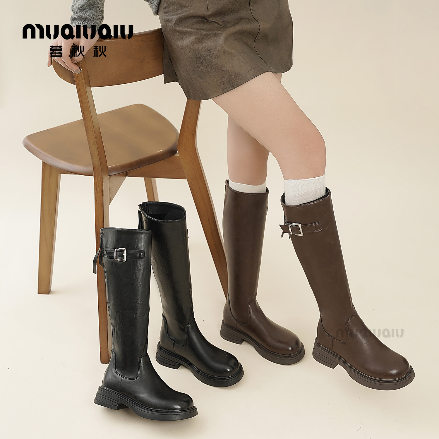 爆款长筒靴女不过膝靴子2025秋冬新款高筒骑士靴小个子推荐