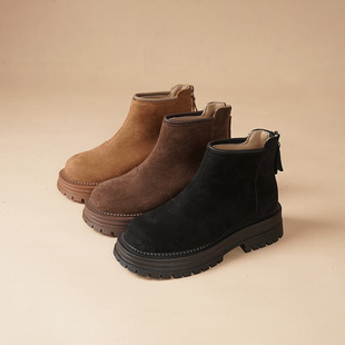 真皮雪地靴勃肯鞋2025年秋冬季秀气短靴韩版复古百搭【原创】