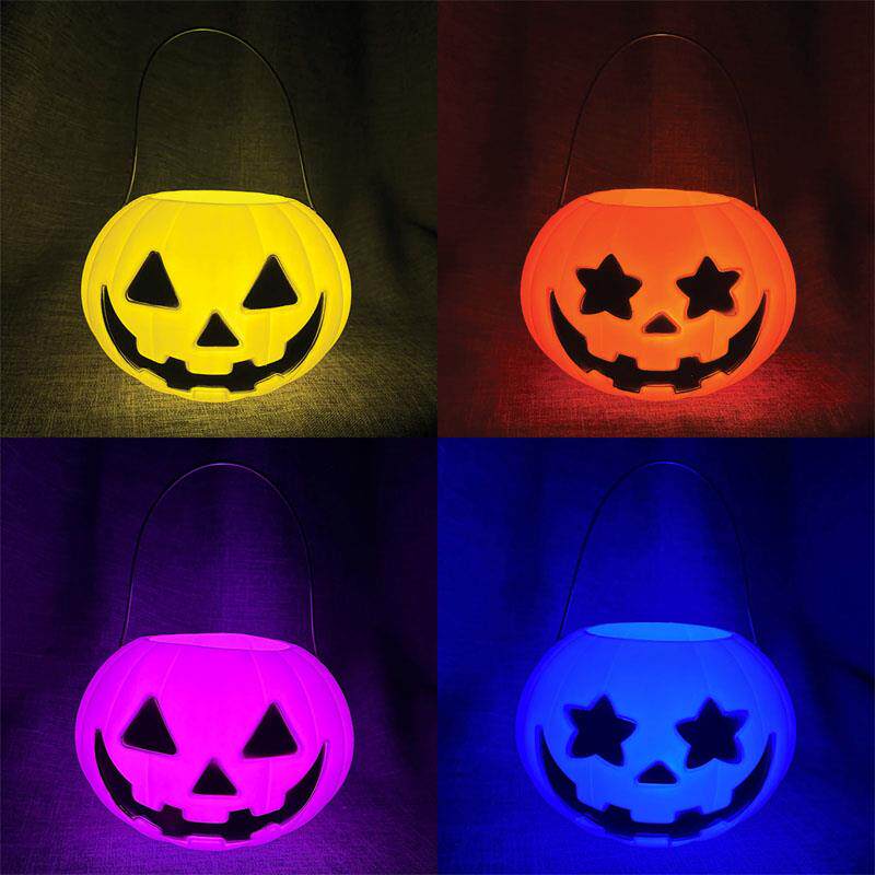幼儿园儿童万圣节手提南瓜灯南瓜桶万圣节发光装饰万圣节礼物