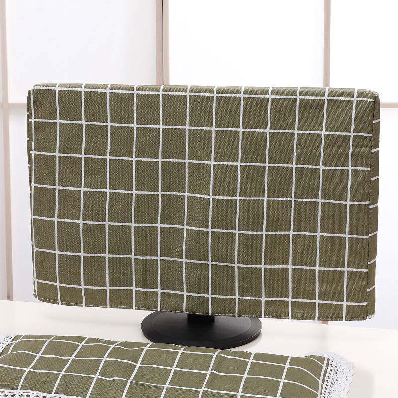 棉麻田园布艺电脑罩台式液晶曲面显示器罩27寸2224寸电脑套保护套