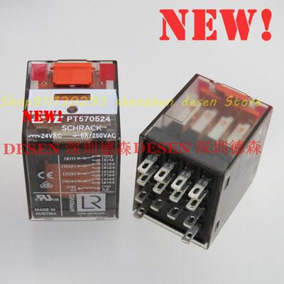SCHRACK继电器PT570524 24VAC 14引脚6A/250V四路4组转换PT78740