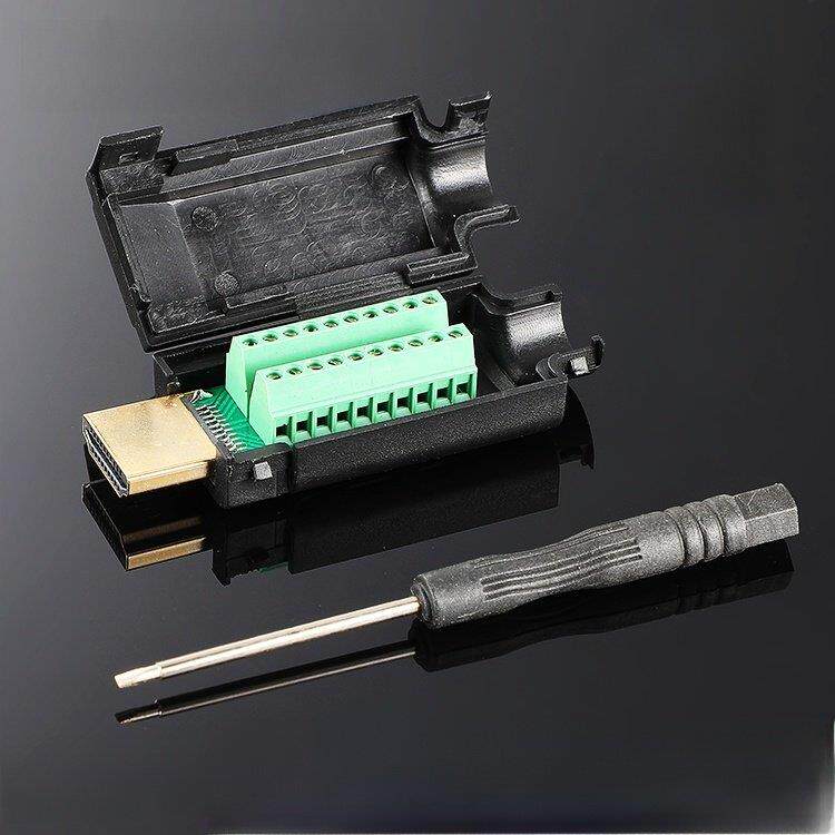 包邮HDMI免焊公头接插件升级hdmi高清线接头转接线端子配外壳模块