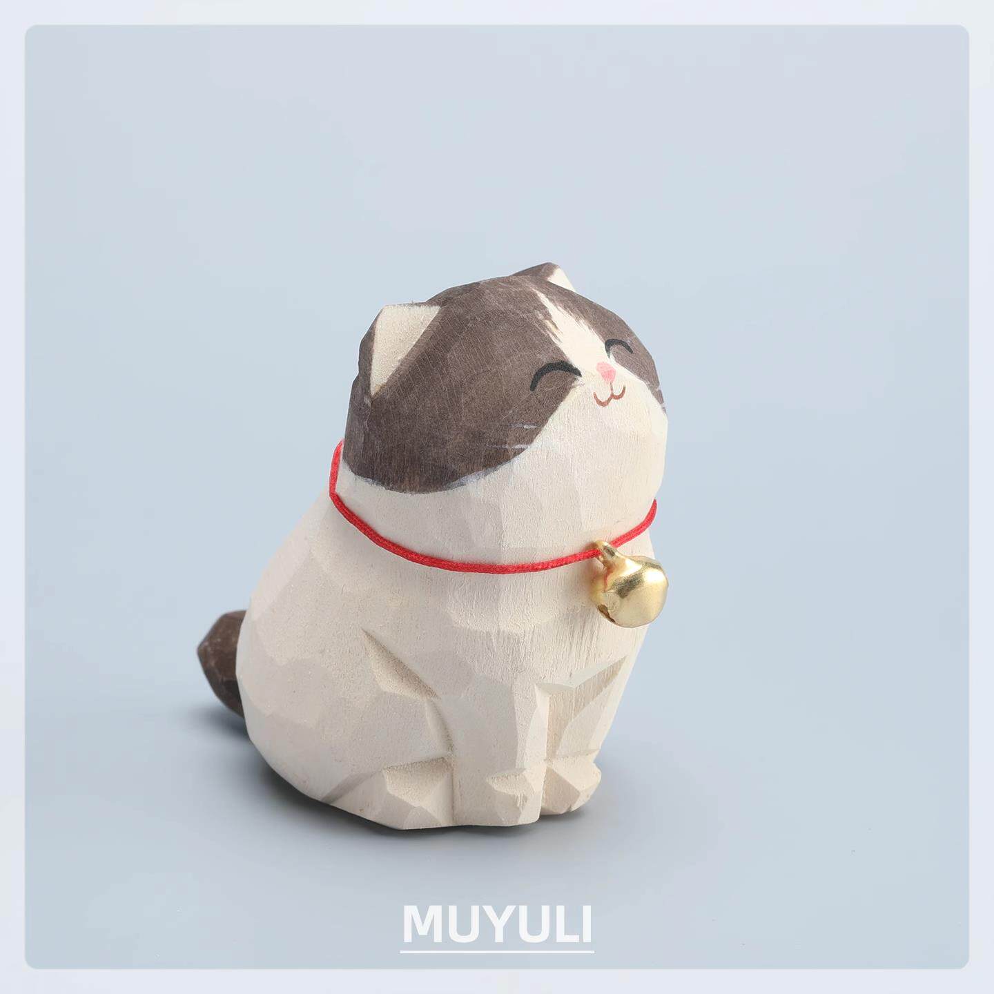 手工木雕布偶猫丨猫咪办公室工位电脑桌面摆件创意装饰品可爱礼物