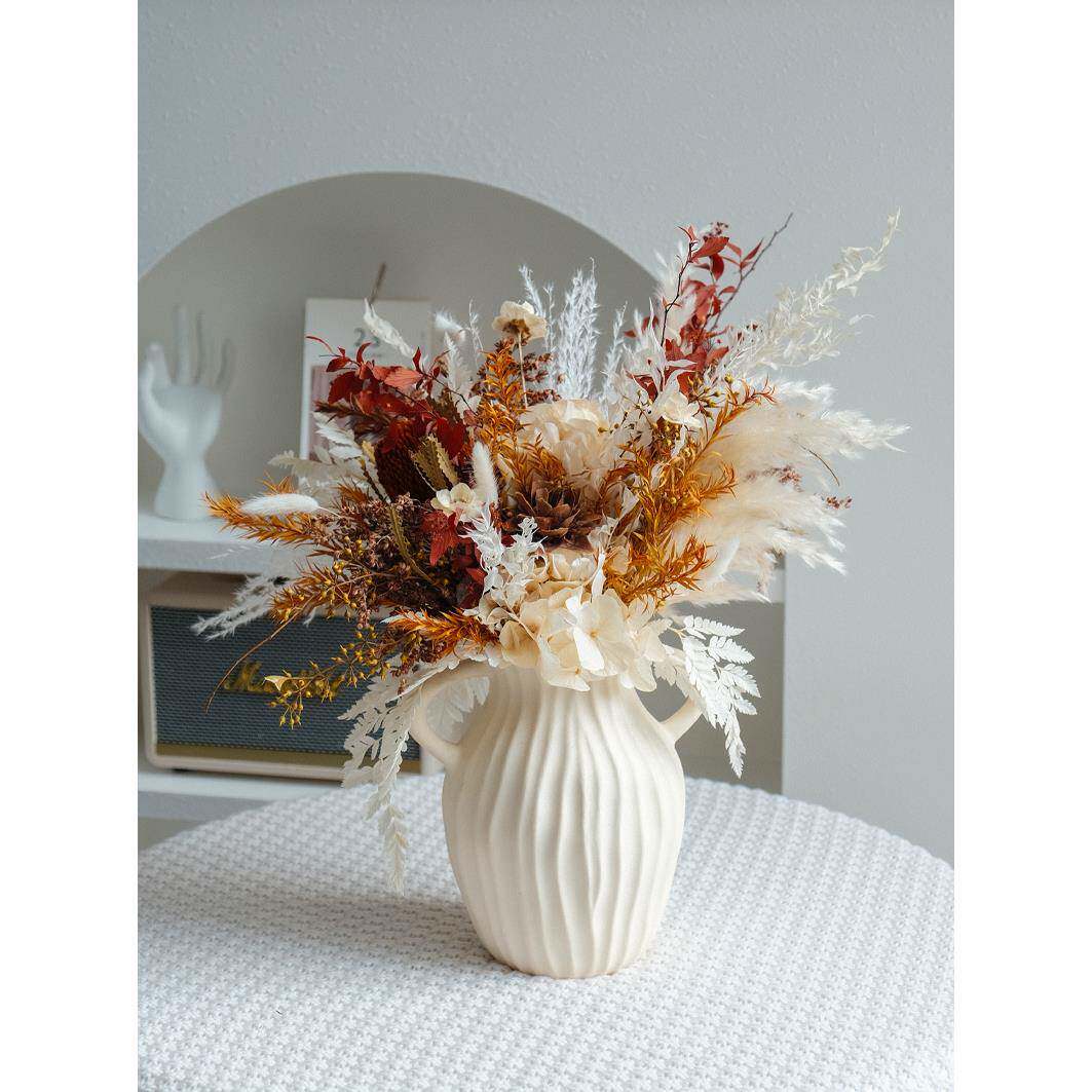 永生芦苇绣球斑克木干花束家居装饰摆件ins网红尤加利干花永生花