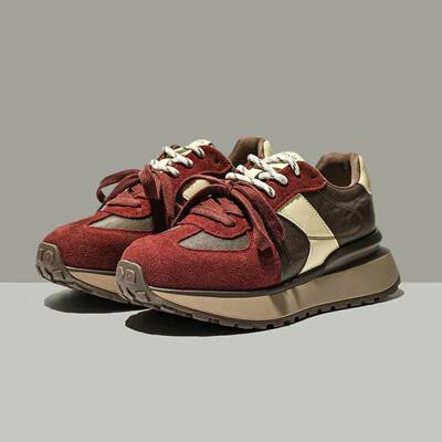 LYKALIS秋日复古进行曲/安格拉红/真皮厚底阿甘鞋女运动老爹鞋