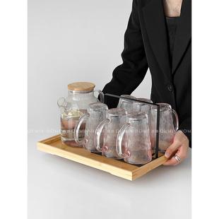 趣皿轻奢带把雨雾杯水具家用玻璃杯茶杯茶具客厅水杯套装牛奶杯子