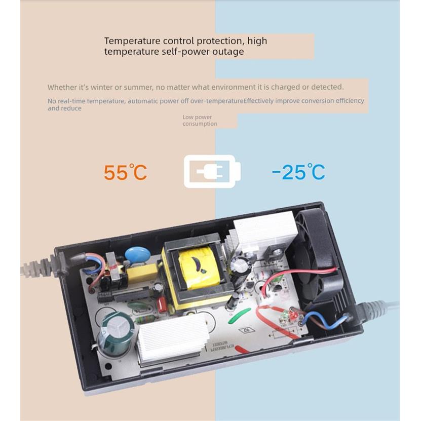 神州行电动车电瓶适配充电器48V12AH60V20AH72伏32AH两针三孔云插 - 实物图