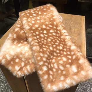 日系慵懒保暖毛毛围巾女冬高级感时仿鹿皮草围巾百搭毛茸茸围脖