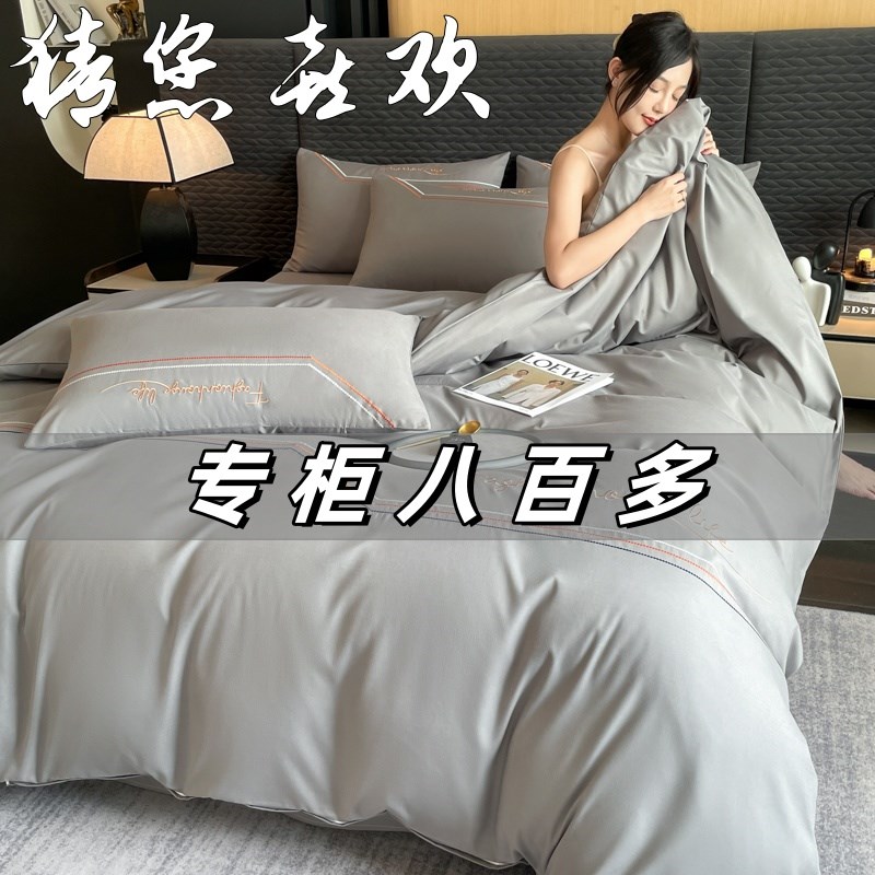 北欧高级感床上四件套纯棉全棉轻奢被套大小姐秋冬加厚床单三件套