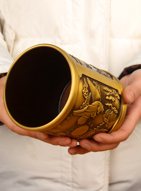 压铸款实心铜笔筒摆件之大展宏图款 铜笔筒摆件