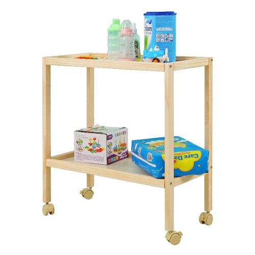 可移动置物台架子配套婴儿床用实木便捷收纳搁物护理台