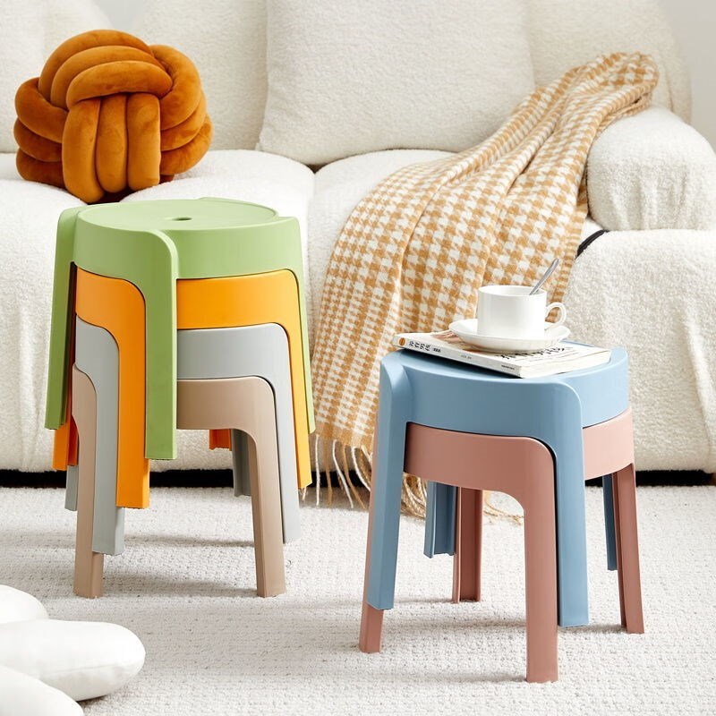 京居塑料小凳子加厚家用板凳大人圆凳叠放茶几浴室防滑宝宝矮凳YK