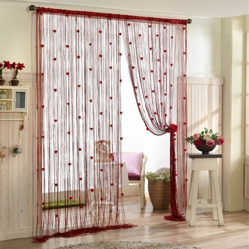 玫瑰花银丝加密加粗线帘浪漫隔断帘子玄关帘卧室客厅装饰门帘包邮