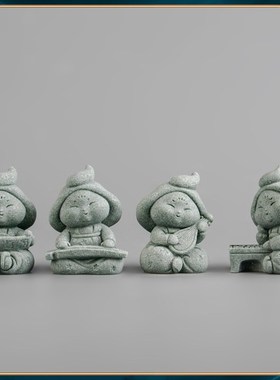 器物志 青砂石国风仕女中式家居饰品桌面客厅摆件茶宠鱼缸造景