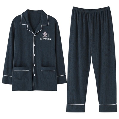 三件套睡袍男春秋季纯棉大码长款秋冬四季男士睡衣长袖浴袍家居服