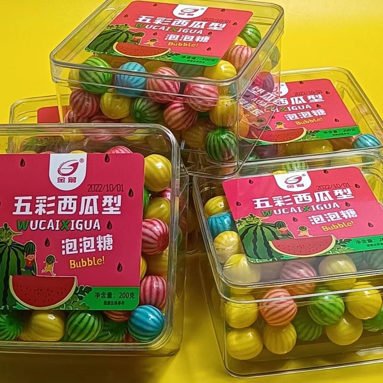 现货金箭白桃果香泡泡糖西瓜网球形口香糖瑞士糖怀旧90后童年盒装