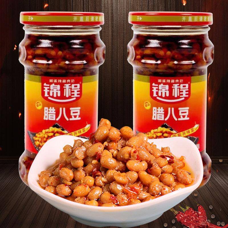 现货湖南锦程豆鼓火焙鱼红烧野山椒280克腊八豆辣椒酱农家辣酱下