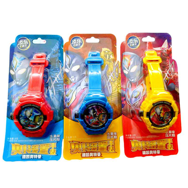 新货8g奥特曼手表糖果儿童趣味幼儿玩具战士手表零食礼