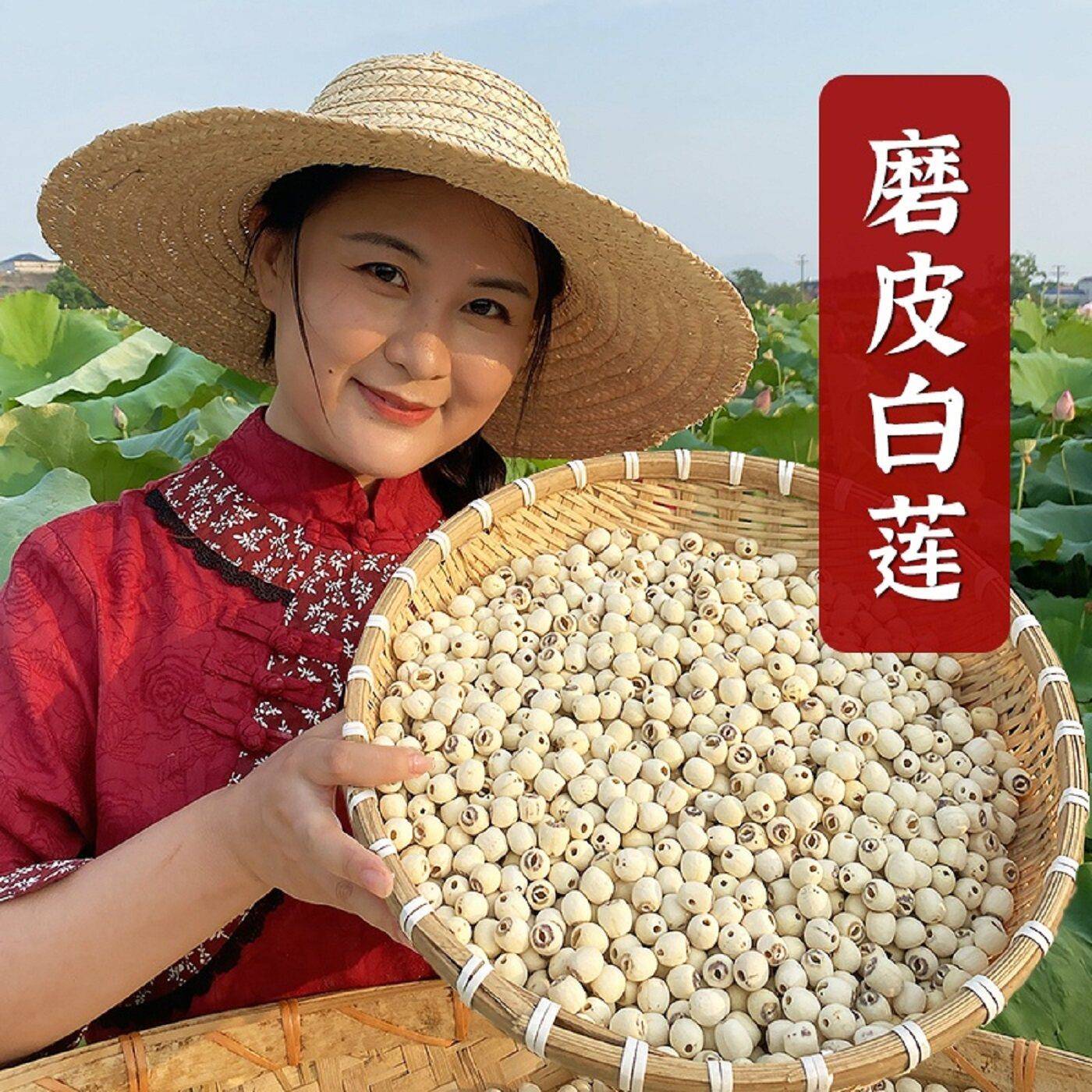 现货小茵姑娘湖南湘潭莲子干货去芯白莲无硫磨皮带芯莲子百合银耳