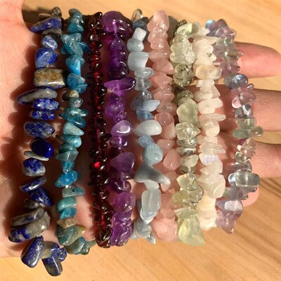 Naturacl Crystal Gemstone Irregular Energy Stone Bracelet Be