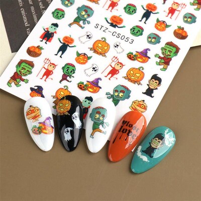 Halloween Nail Art Sticker xSkull Bone Clown Pumpkin Sliders