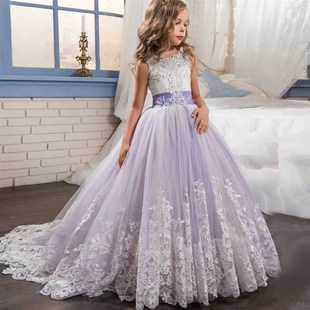 Girl Kids Lace Long Prom Girls Dresses BridesDmaid Gowns For