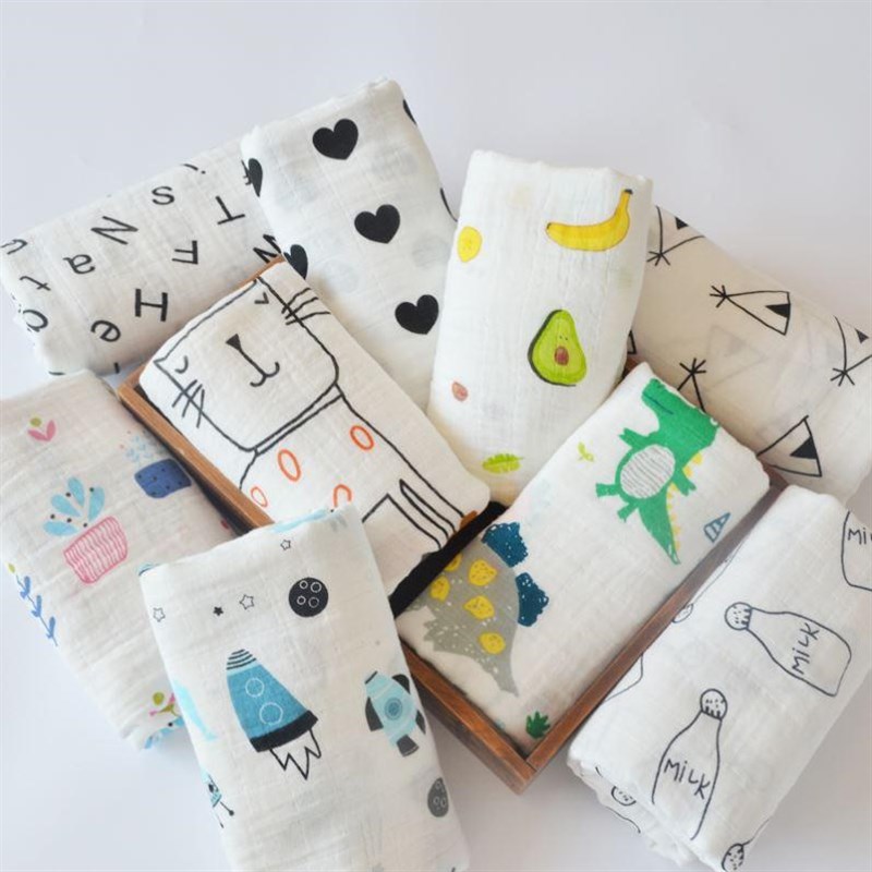 Newborn  Organic Cpotton Bamboo Baby Blanket Muslin Swaddle