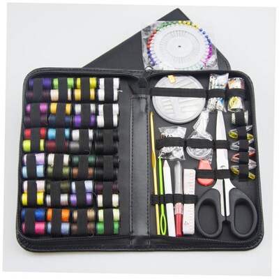 172 piece sewing tool set with needlIe and thread wrapping
