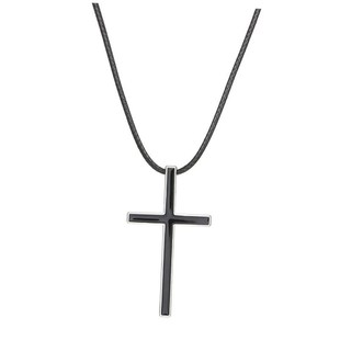 Men Retro WomenI Black 十字架項 Cross Necklace Border