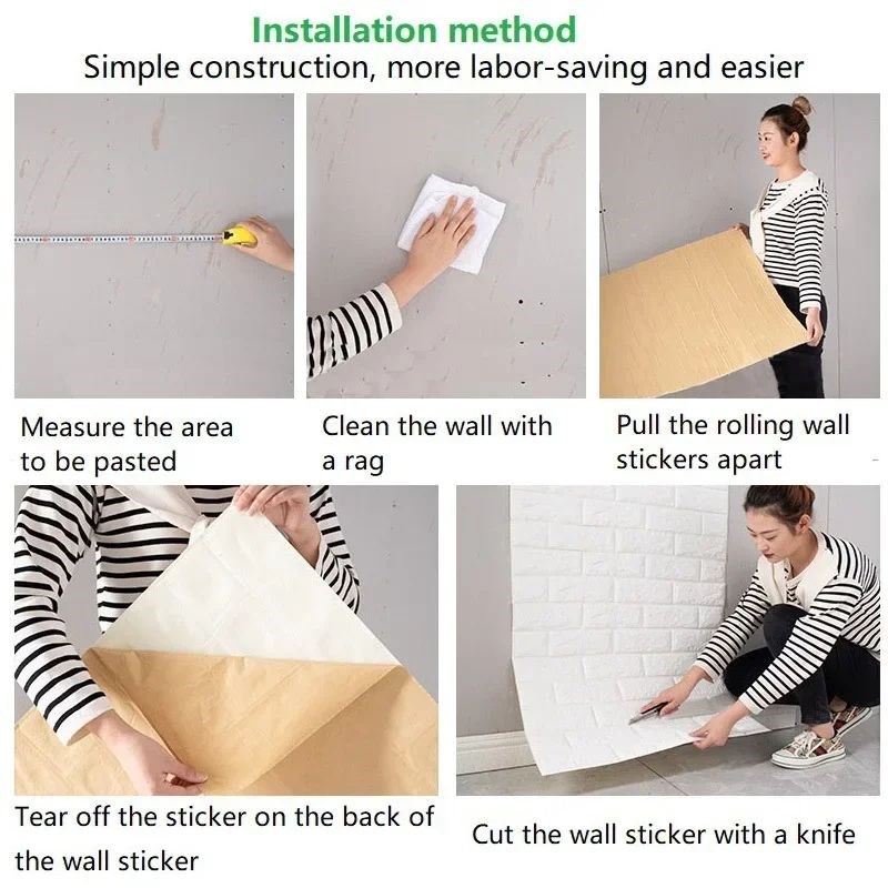 1/3/5/1d0 M 3D Self-adhesive Wallpaper Stickers Brick Wall S