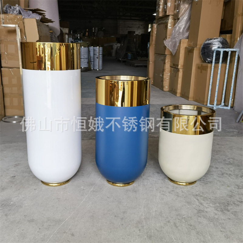 欧洲现代双色不锈钢圆底花瓶