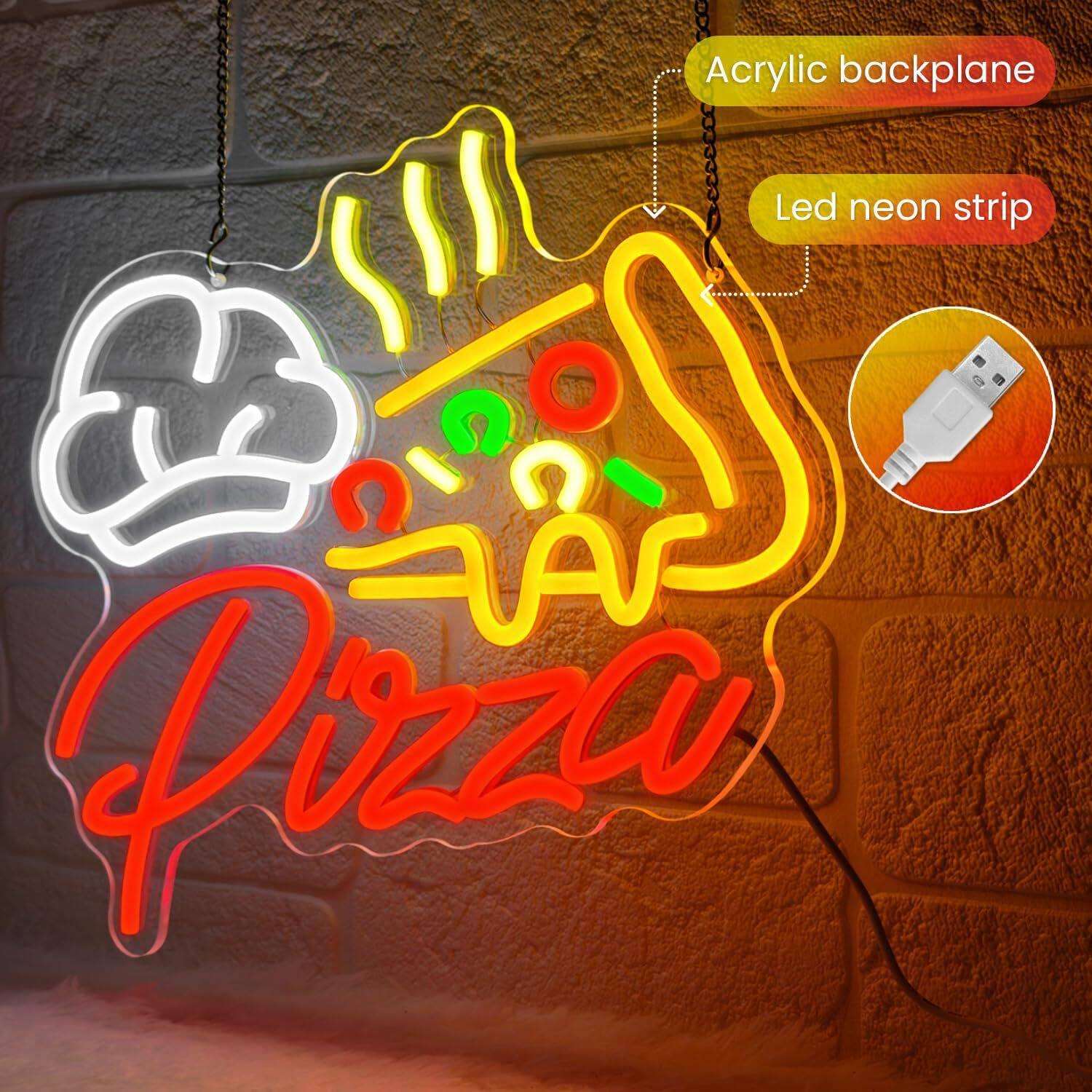 Pizza霓虹灯披萨店专属装饰灯西餐厅场景布置灯美食店网红打