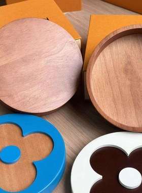 轻奢高档实木圆形收纳盒饰品首饰玄关钥匙零钱收纳盘装饰摆件送礼