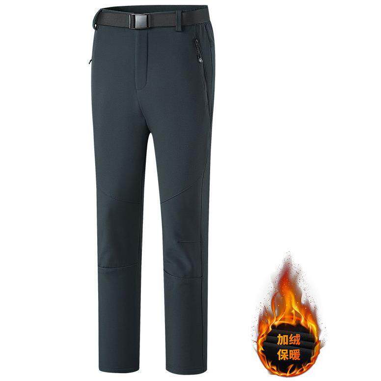 新款户外软壳裤加绒加厚冬季保暖滑雪登山裤宽松防风防水冲锋裤男